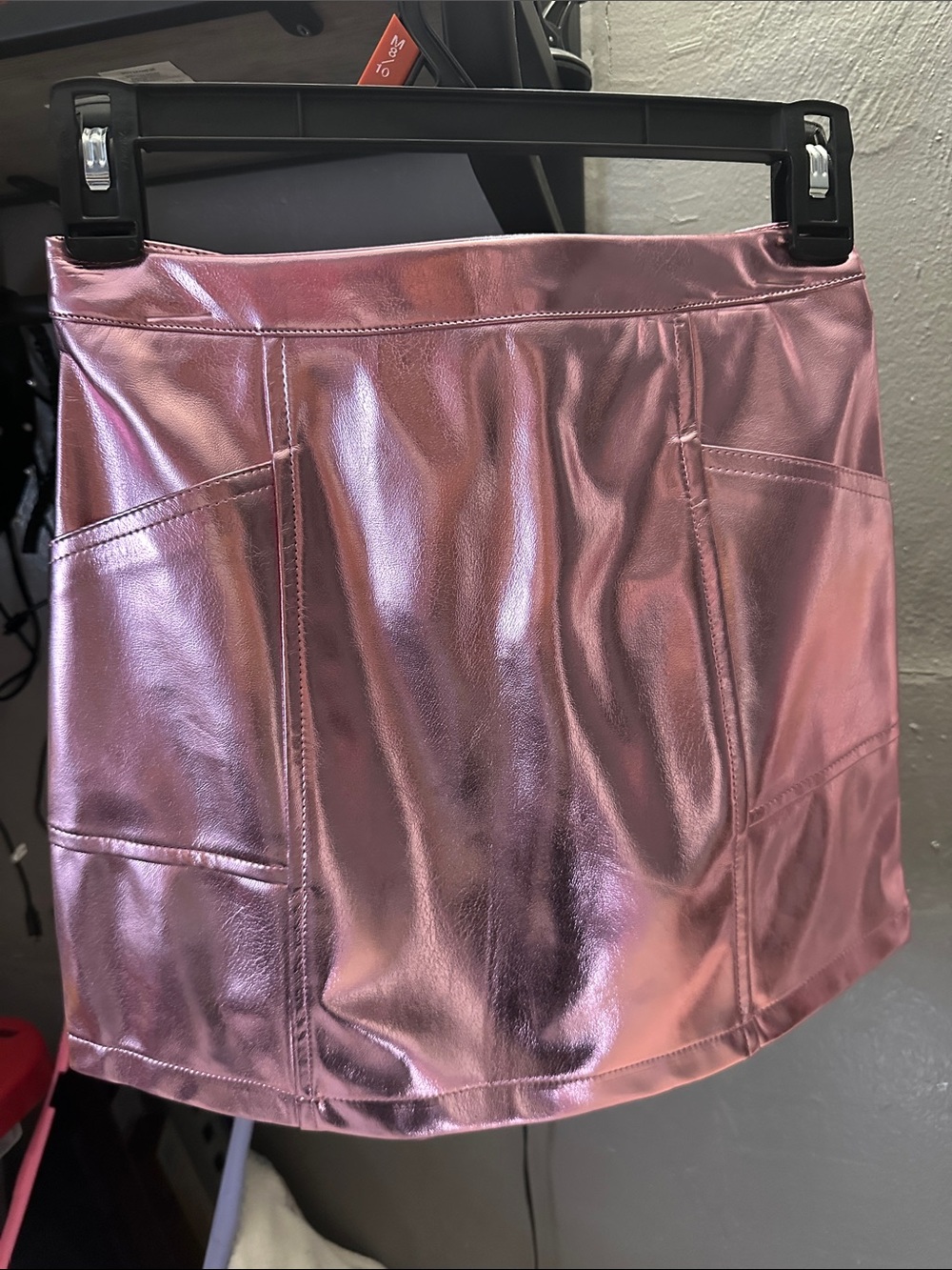 NWT girls  Metallic Pink Faux Leather Mini Skirt